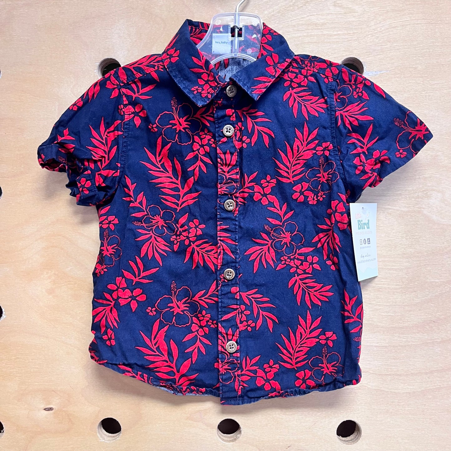 Red/Blue Hawaiian Button Up