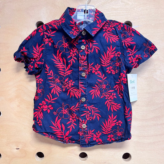 Red/Blue Hawaiian Button Up