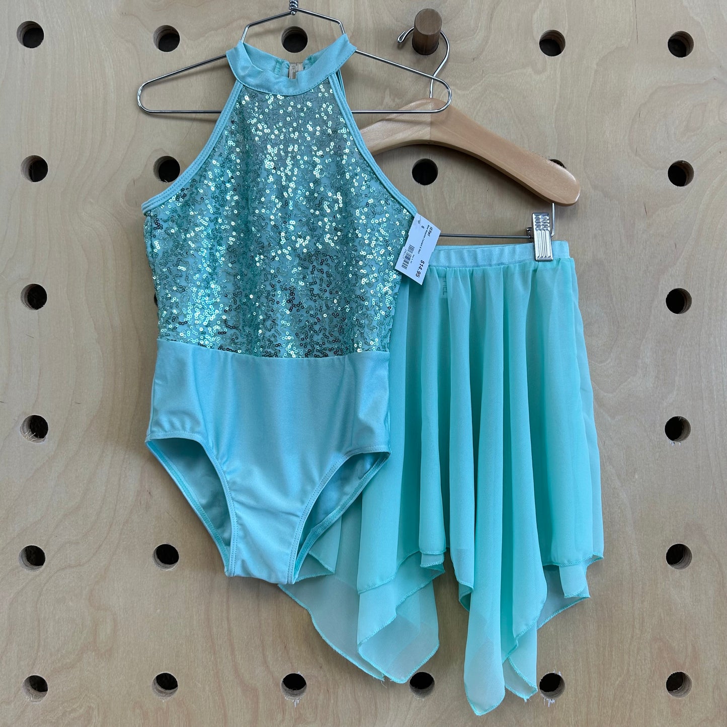 Blue Sequins Leotard & Skirt