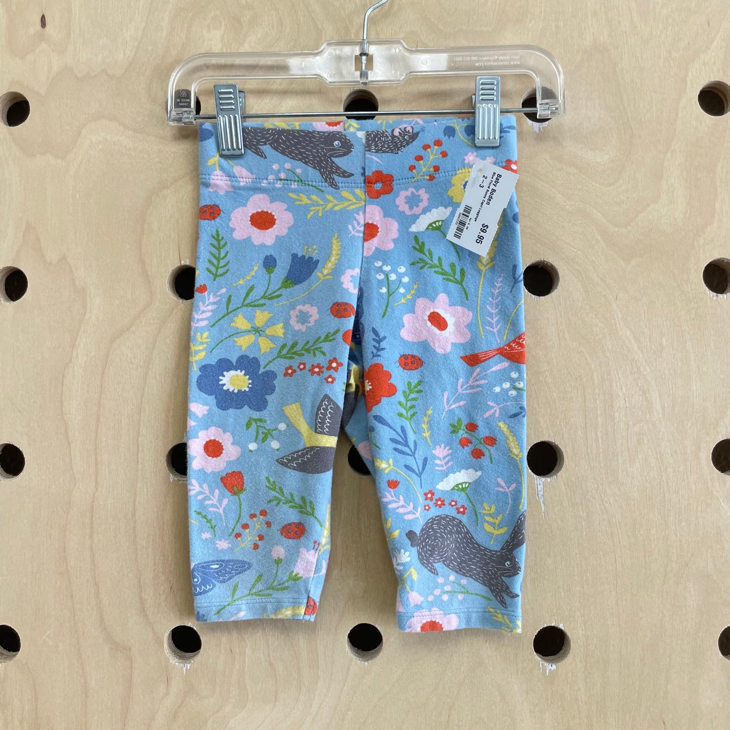 Blue Floral Bunny Capri Leggings