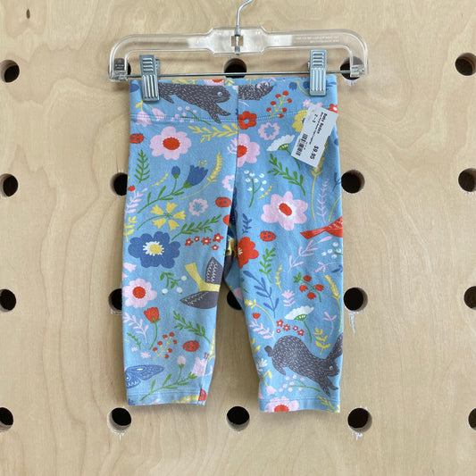 Blue Floral Bunny Capri Leggings
