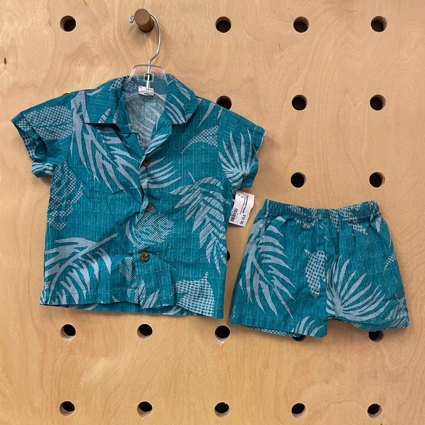 Teal Tropical Button Up & Shorts