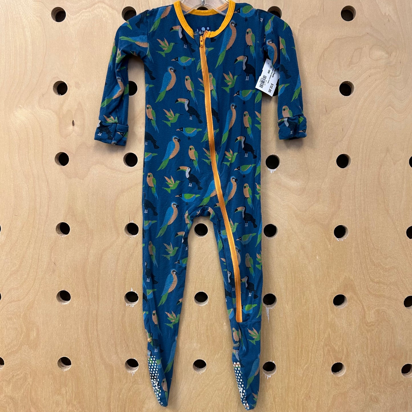 Blue Tropical Birds Bamboo Footies