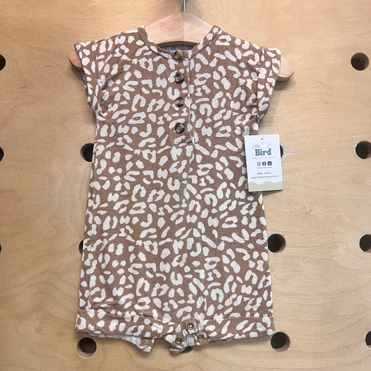 Tan Animal Print Henley Bodysuit