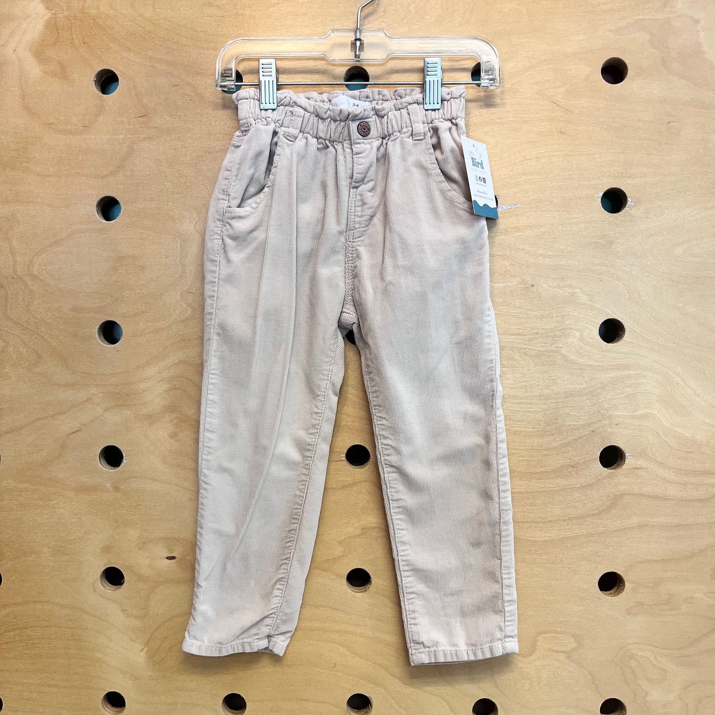 Tan Cord Paper Bag Waist Pants