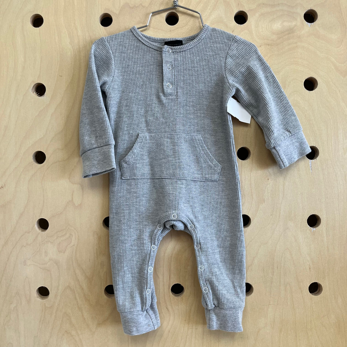 Grey Waffle Knit Long Sleeve Romper
