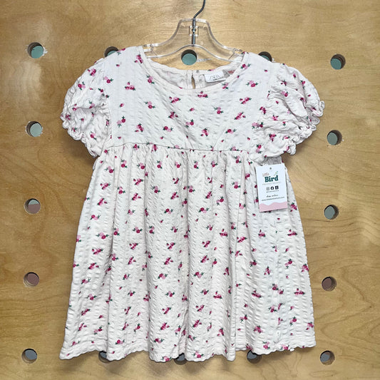 Textured Floral Baby Doll Top