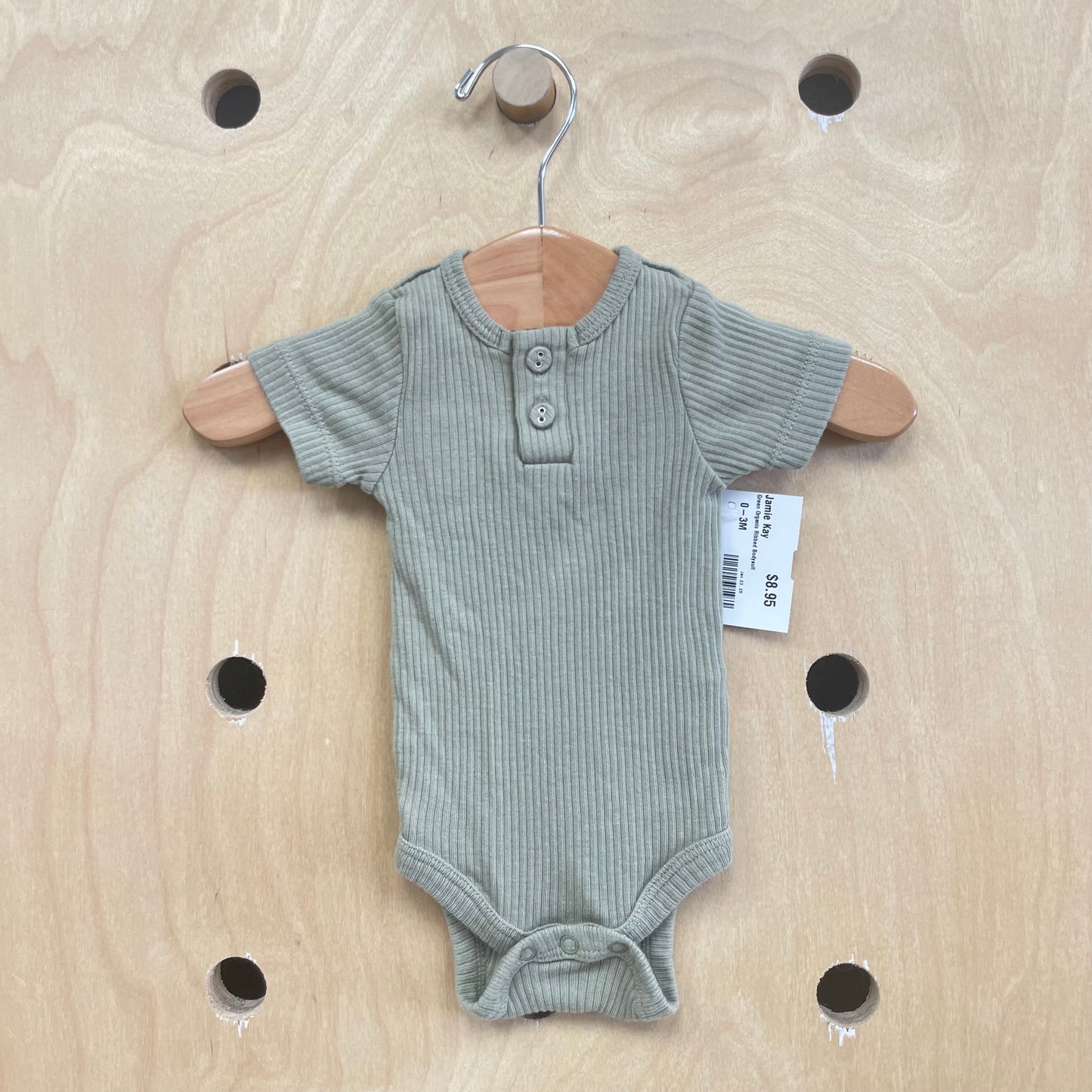 Green Organic Ribbed Bodysuit
