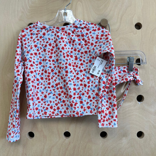 White+Red Floral Swimsuit