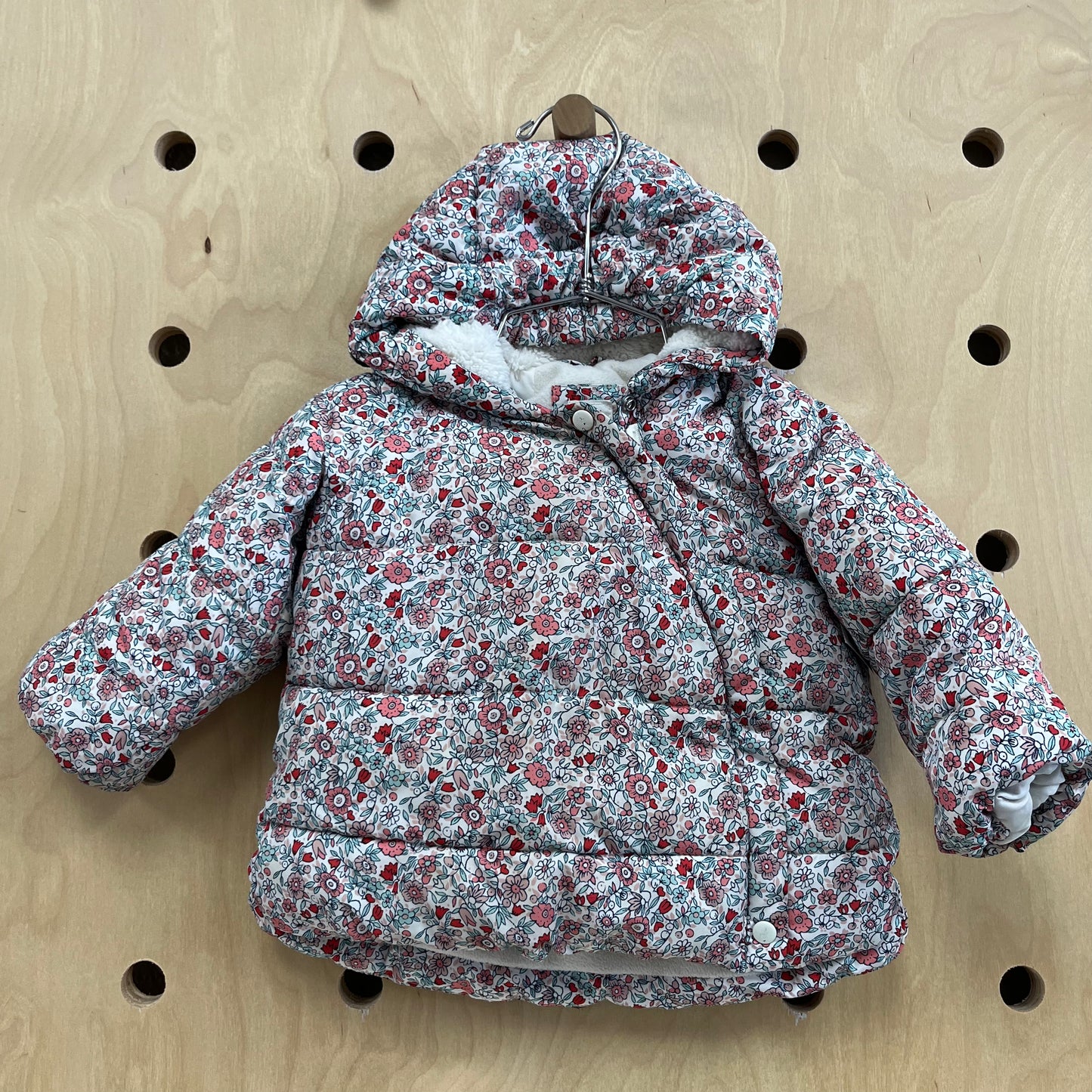 White Floral Puffer Jacket
