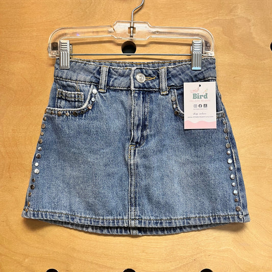 Silver Studded Denim Skirt