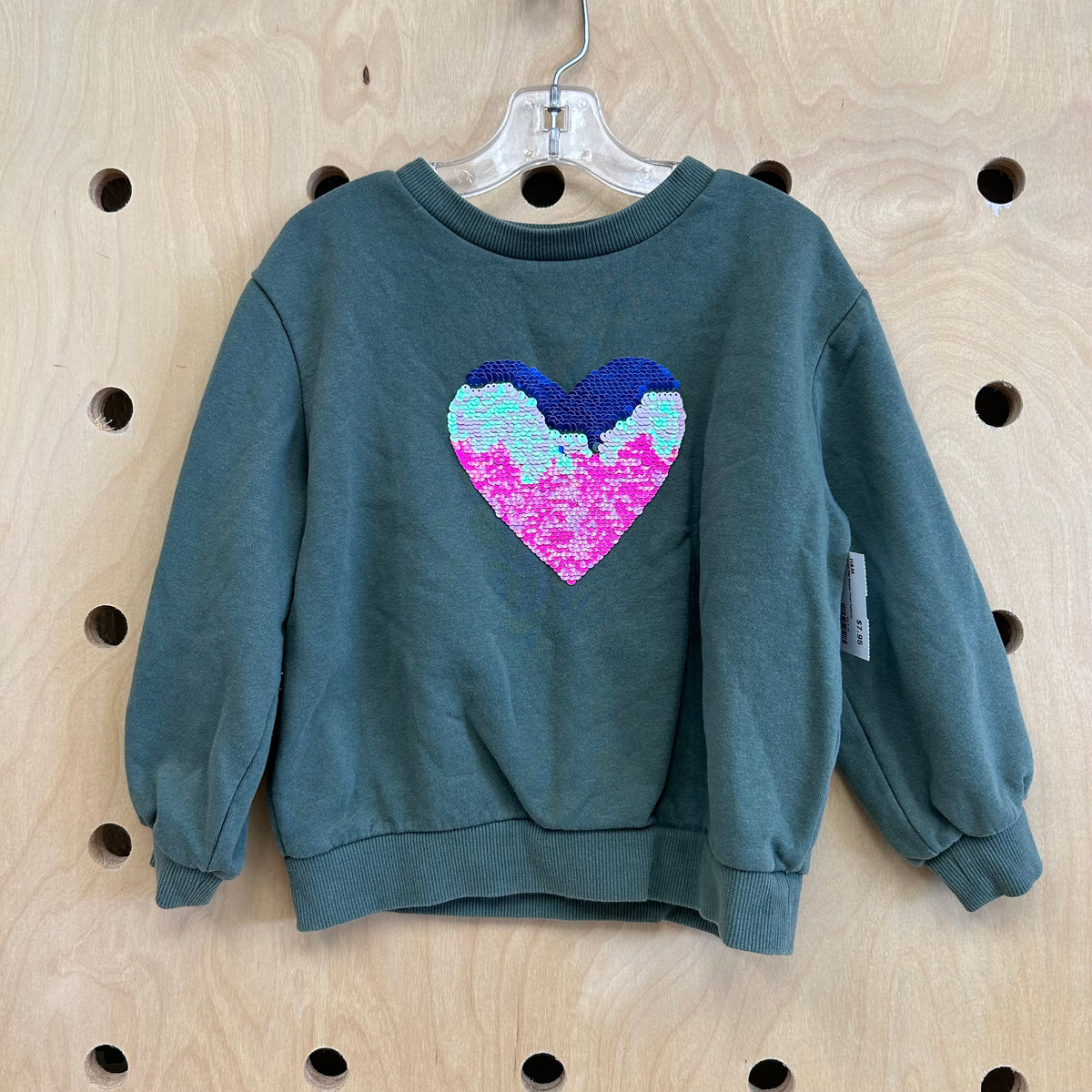 Green Flip Sequin Heart Pullover