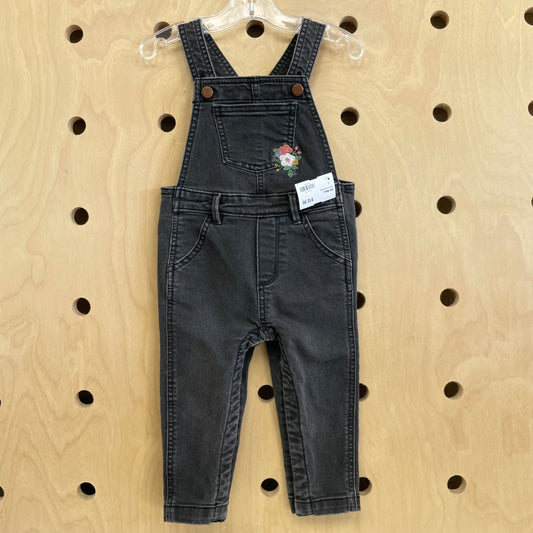 Grey Floral Overalls