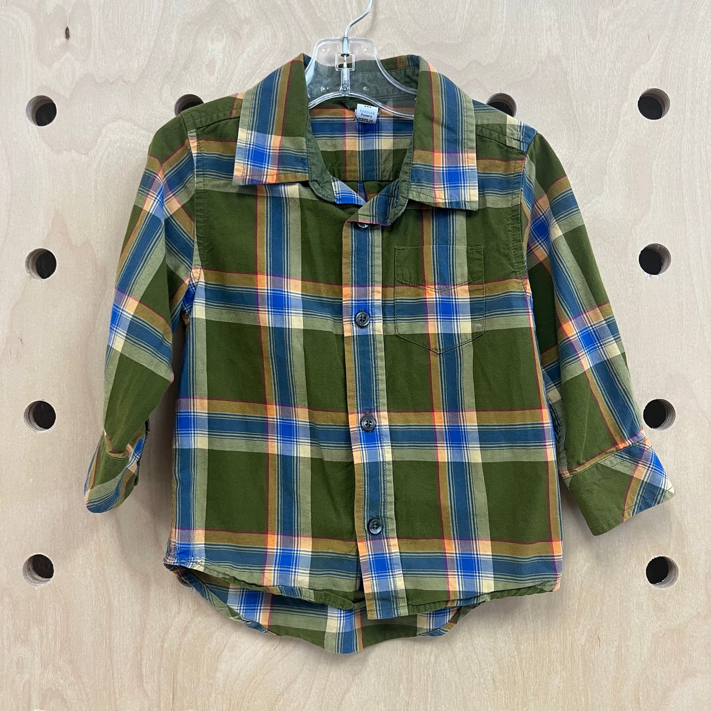 Olive Plaid Button Up