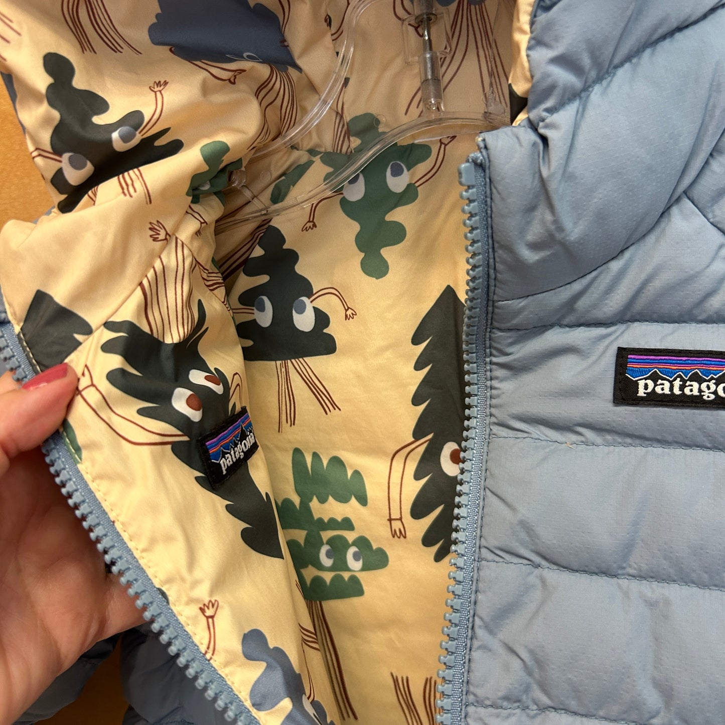 Baby Down Reversible Sweater Blue/Trees