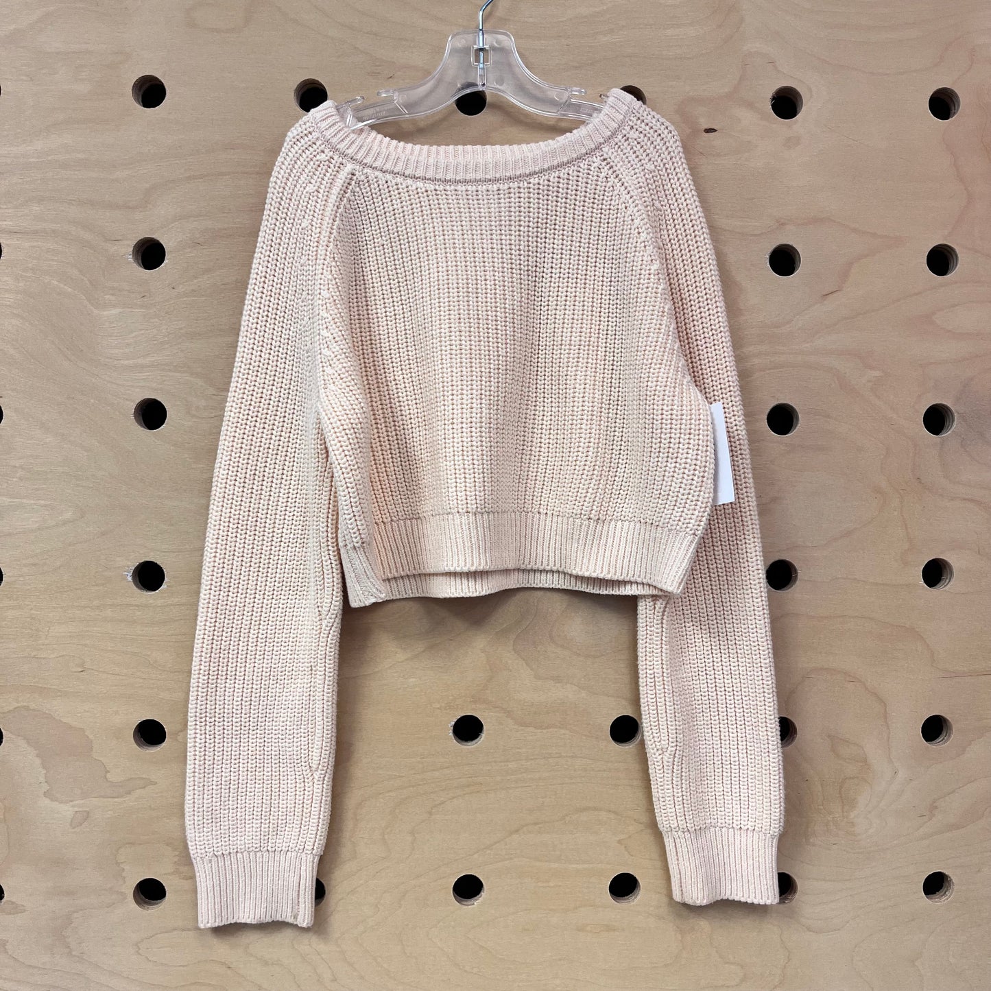 Peach Knit LS Crop Sweater
