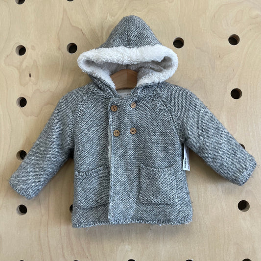 Sherpa Lined Grey Knit Hoodie Jacket