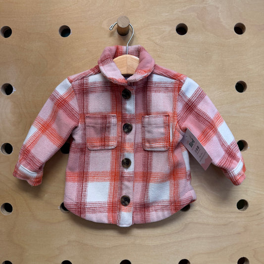 White/Pink Plaid Button Jacket