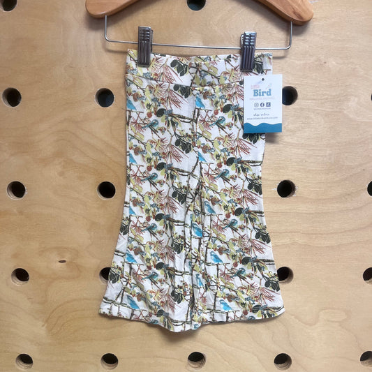 White/Green Floral Modal Flare Pants