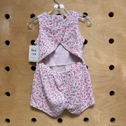 Pink Floral Terry Romper