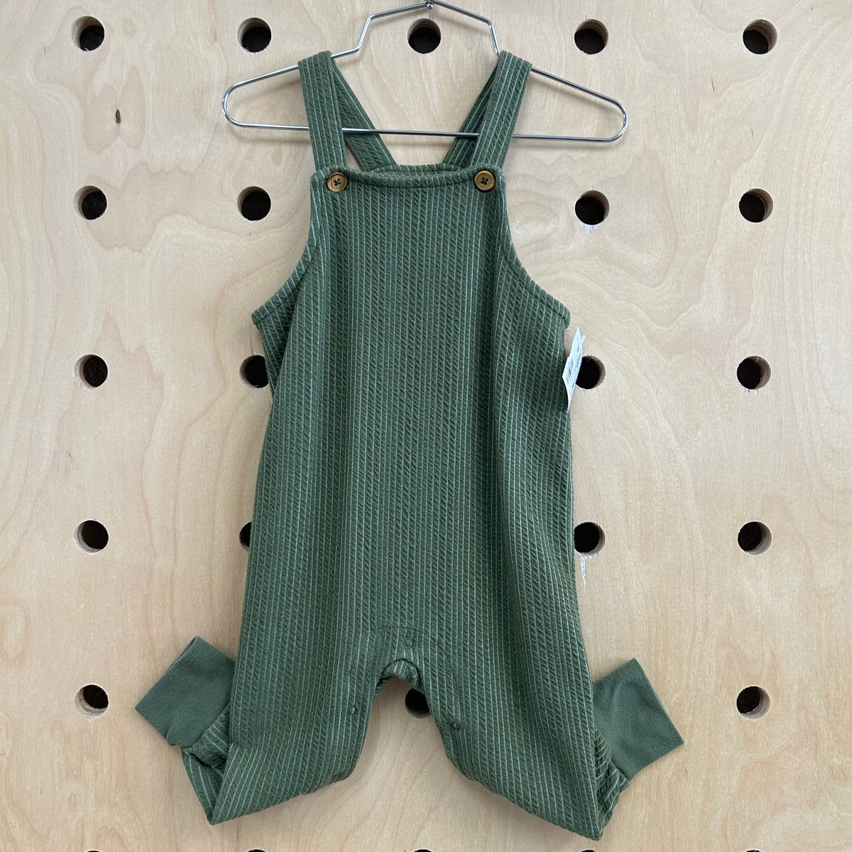 Green Soft Ribbed Overalls