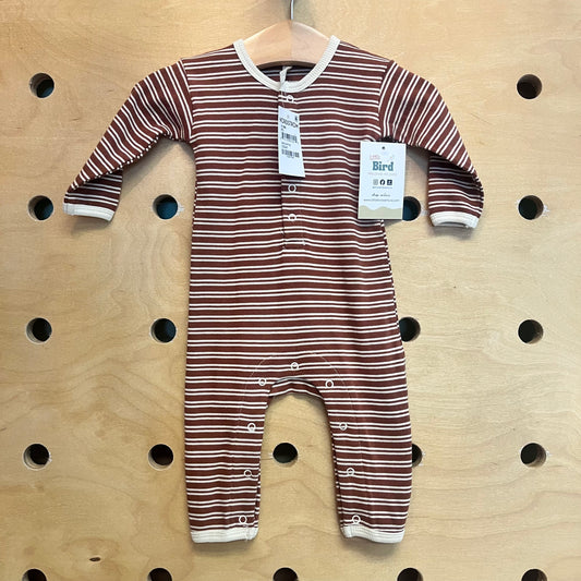 Brown Striped Organic Snap Romper NEW!