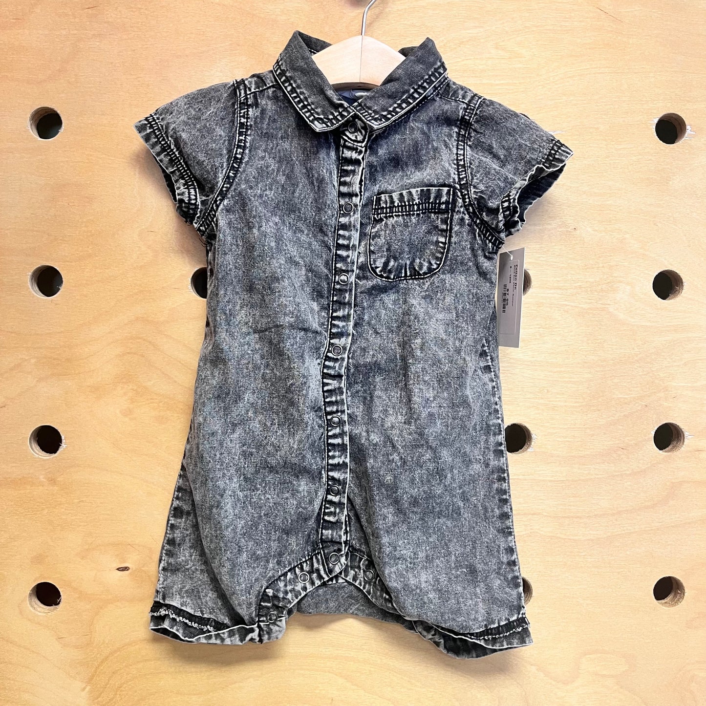 Black Soft Denim Romper