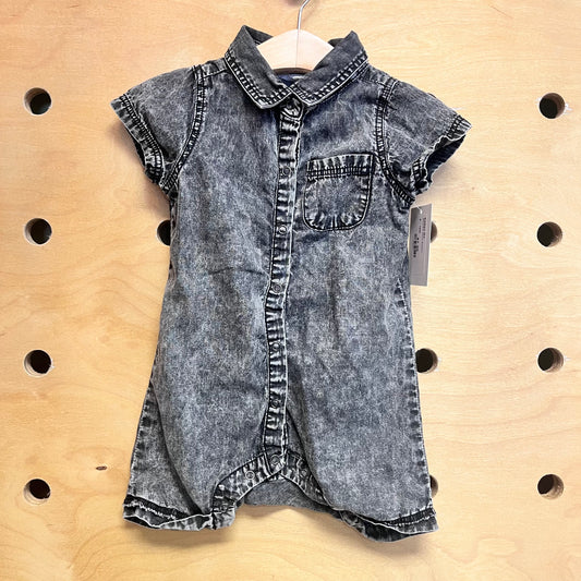 Black Soft Denim Romper