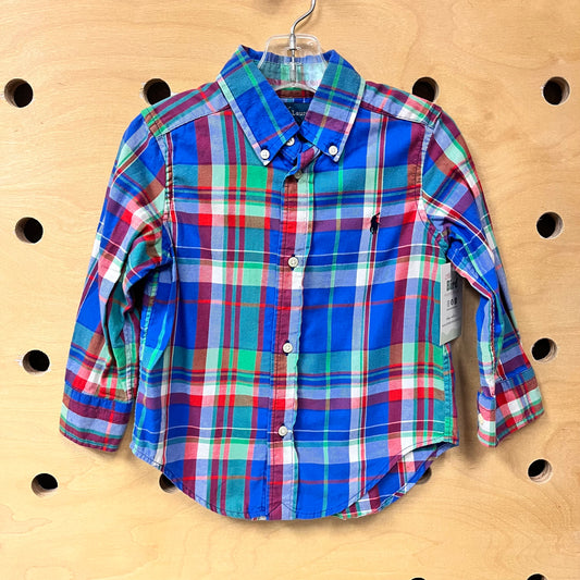 Blue/Green Plaid Button Up Shirt
