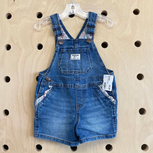 Floral Trim Denim Shortalls