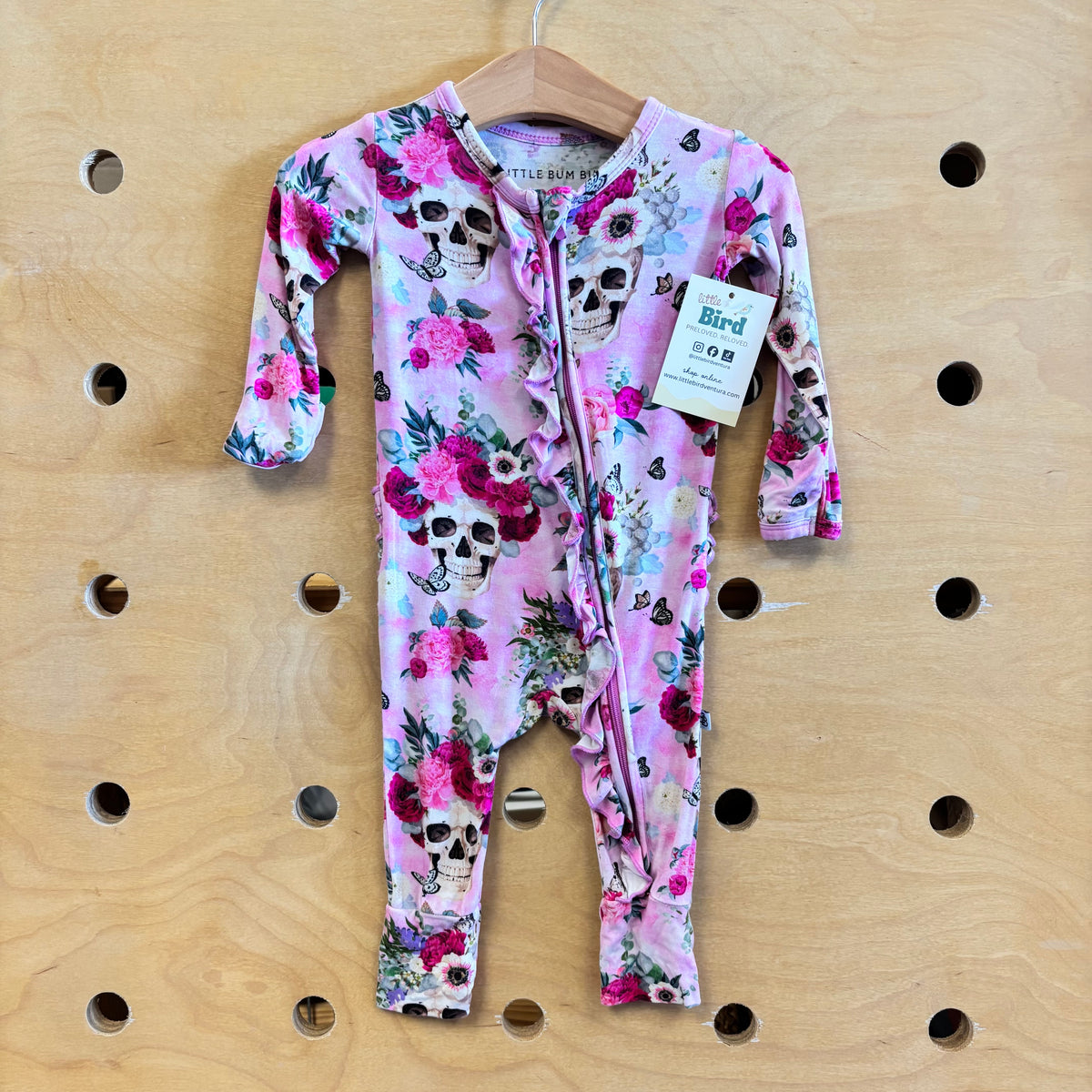 Pink Bamboo Floral Skulls Zippy