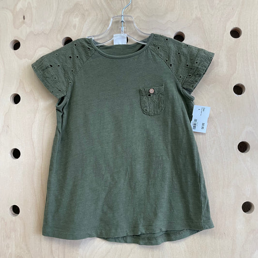 Green Eyelet Top