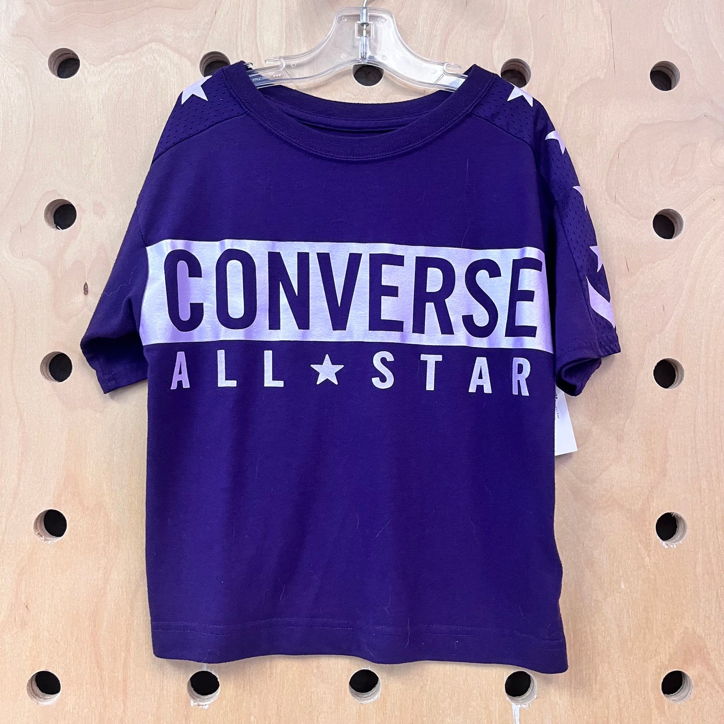 Purple Mesh Shoulder Top