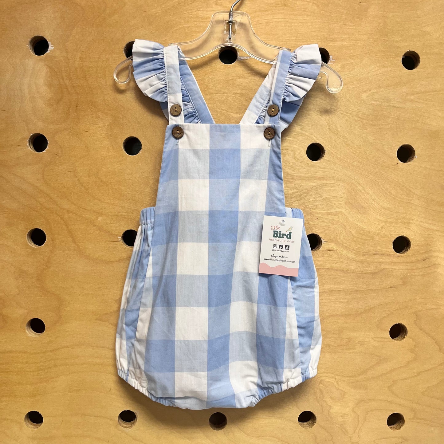 Blue/White Plaid Romper