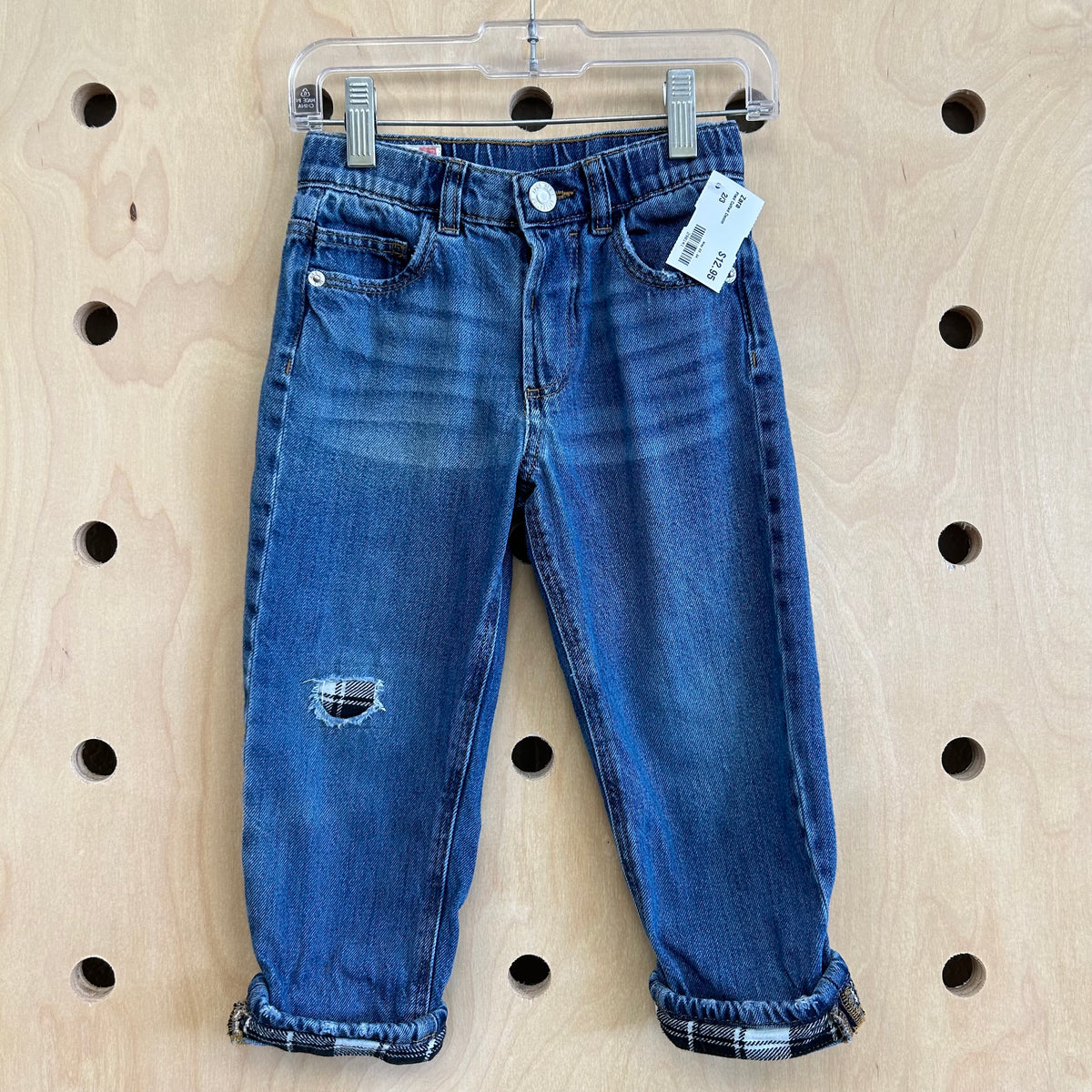 Plaid Cuffed Denim