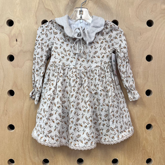 Beige Floral Gauze Dress