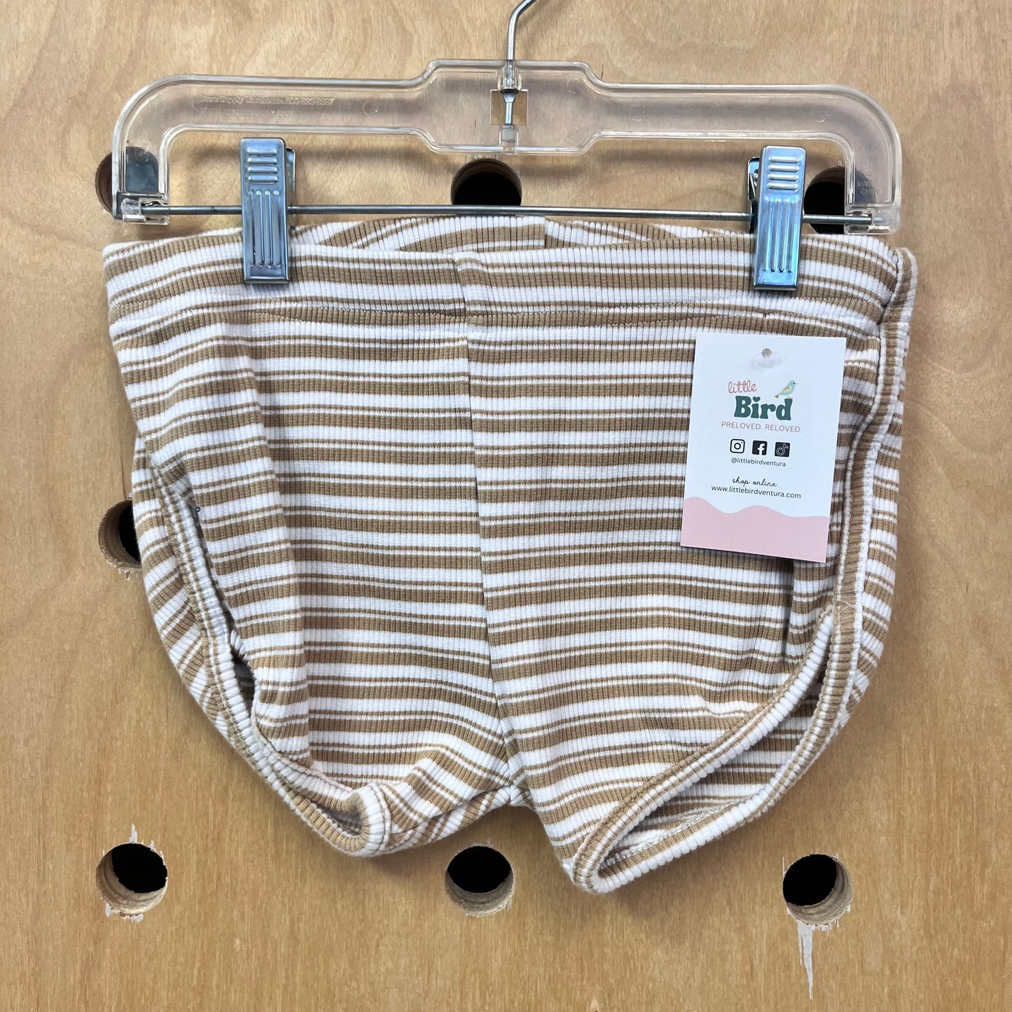 Beige Striped Shorties