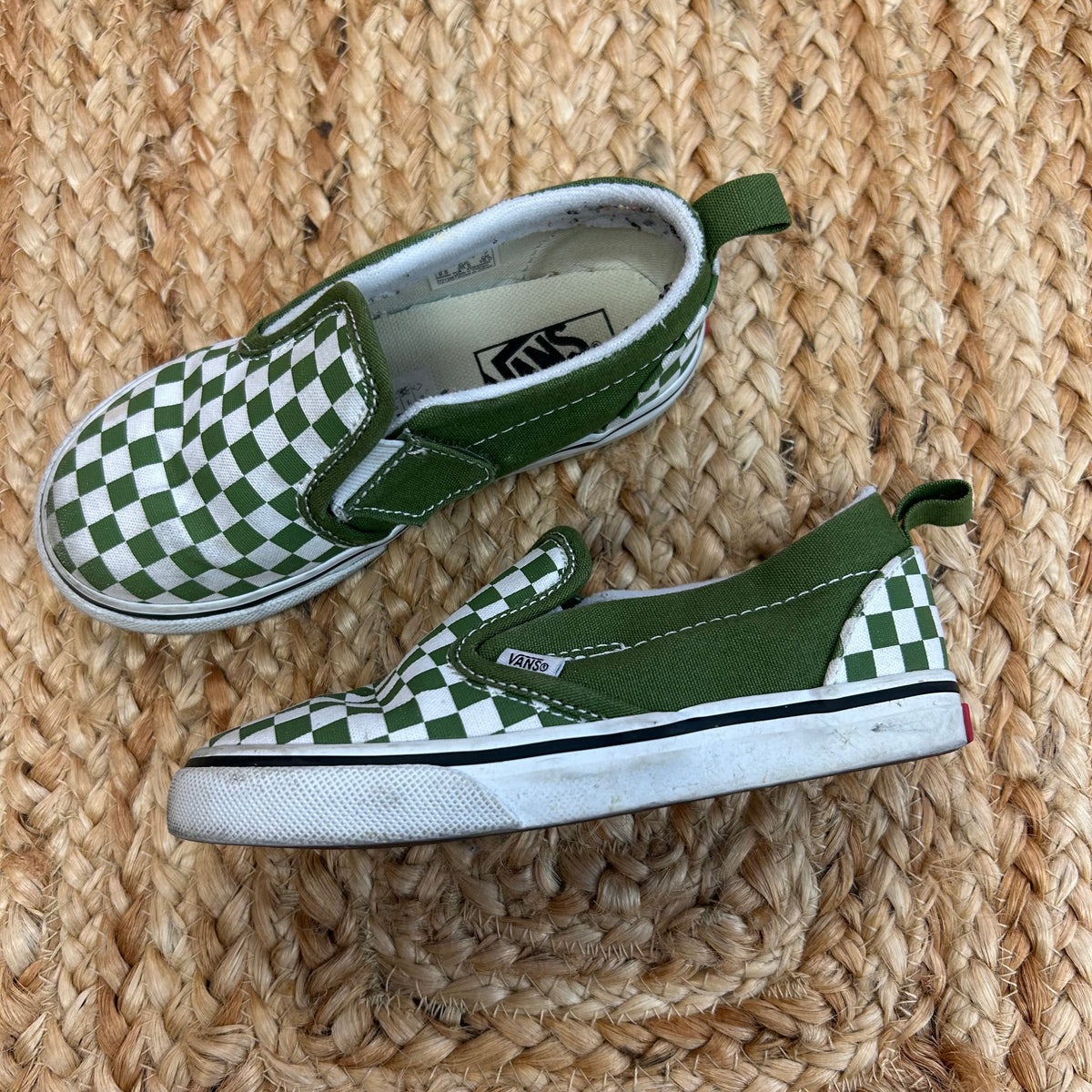 Green Checkered Slip Ons