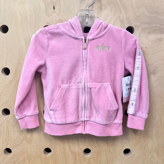 Pink Velour Zip Hoodie