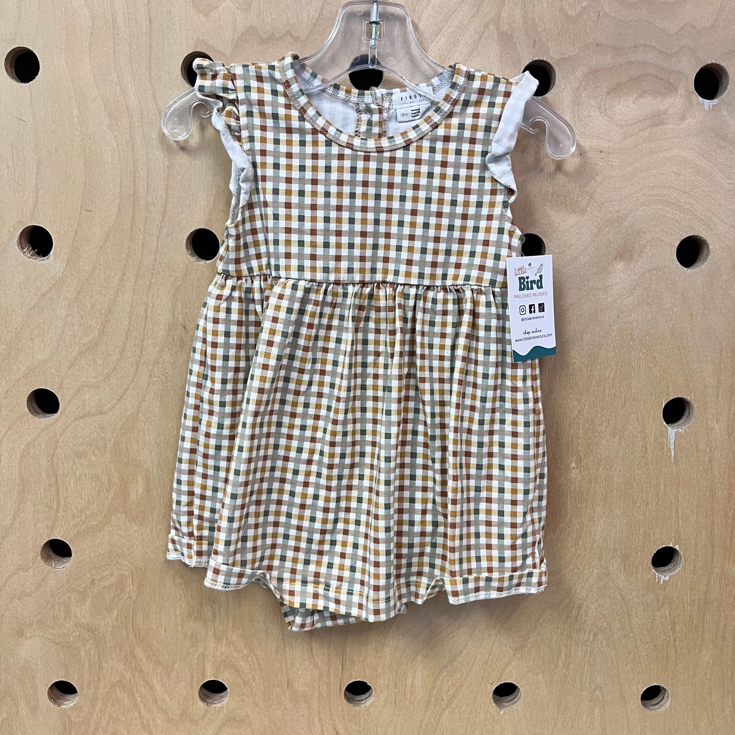 Tan + Green Plaid Dress Bodysuit