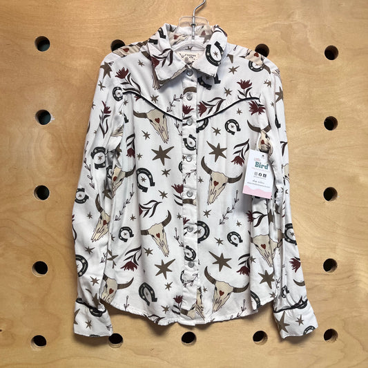 White/Beige Rodeo Snap Flannel