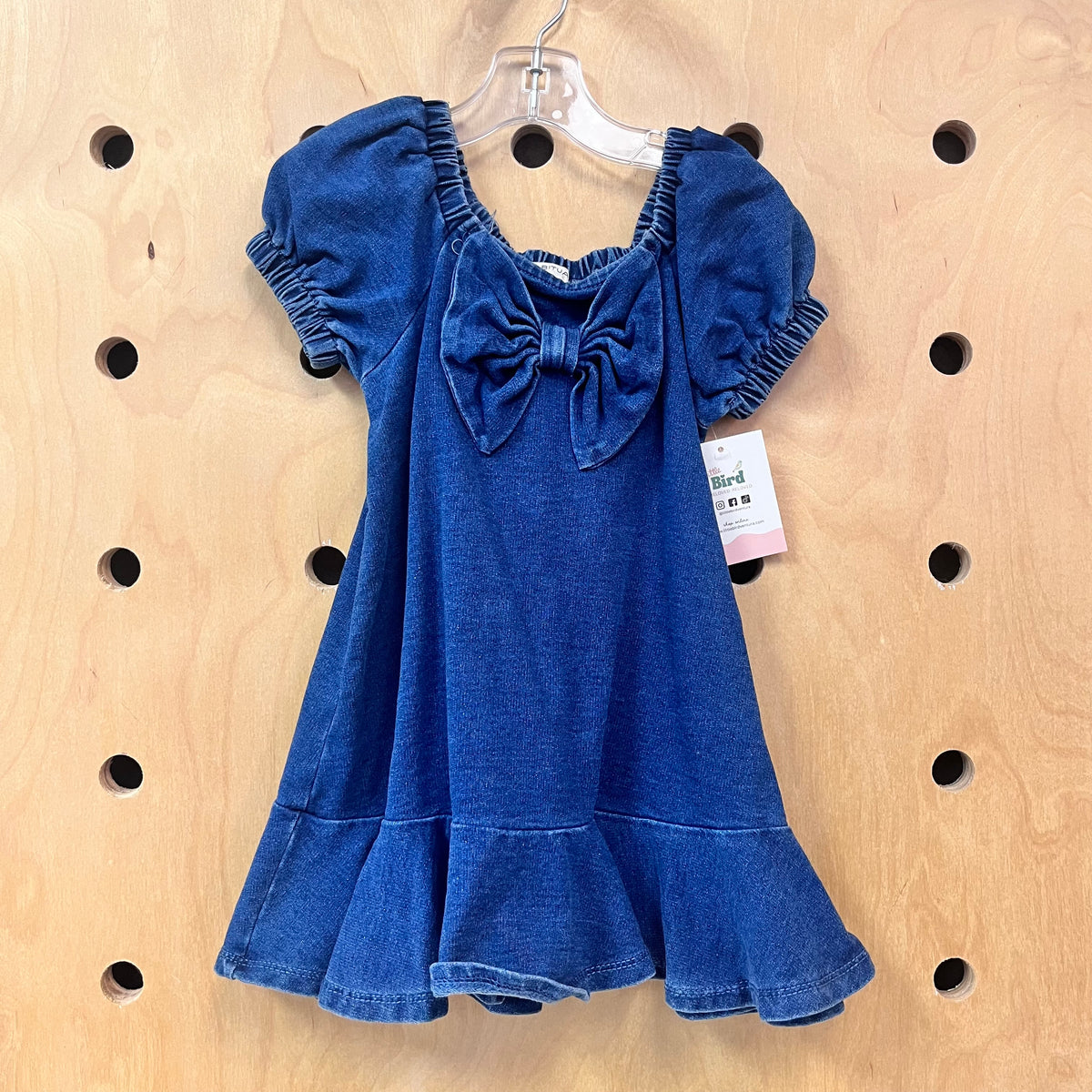 Stretch Denim Bow Dress