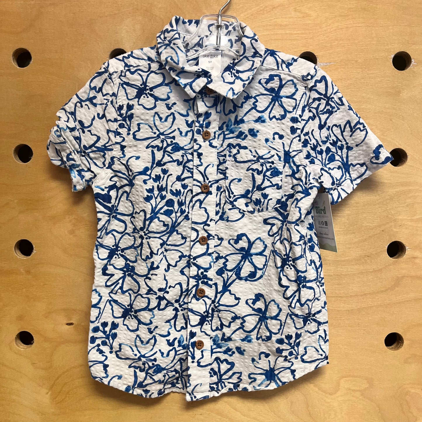 Blue/White Floral Button Up