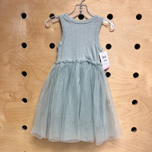 Seafoam Tulle Ribbed Dress
