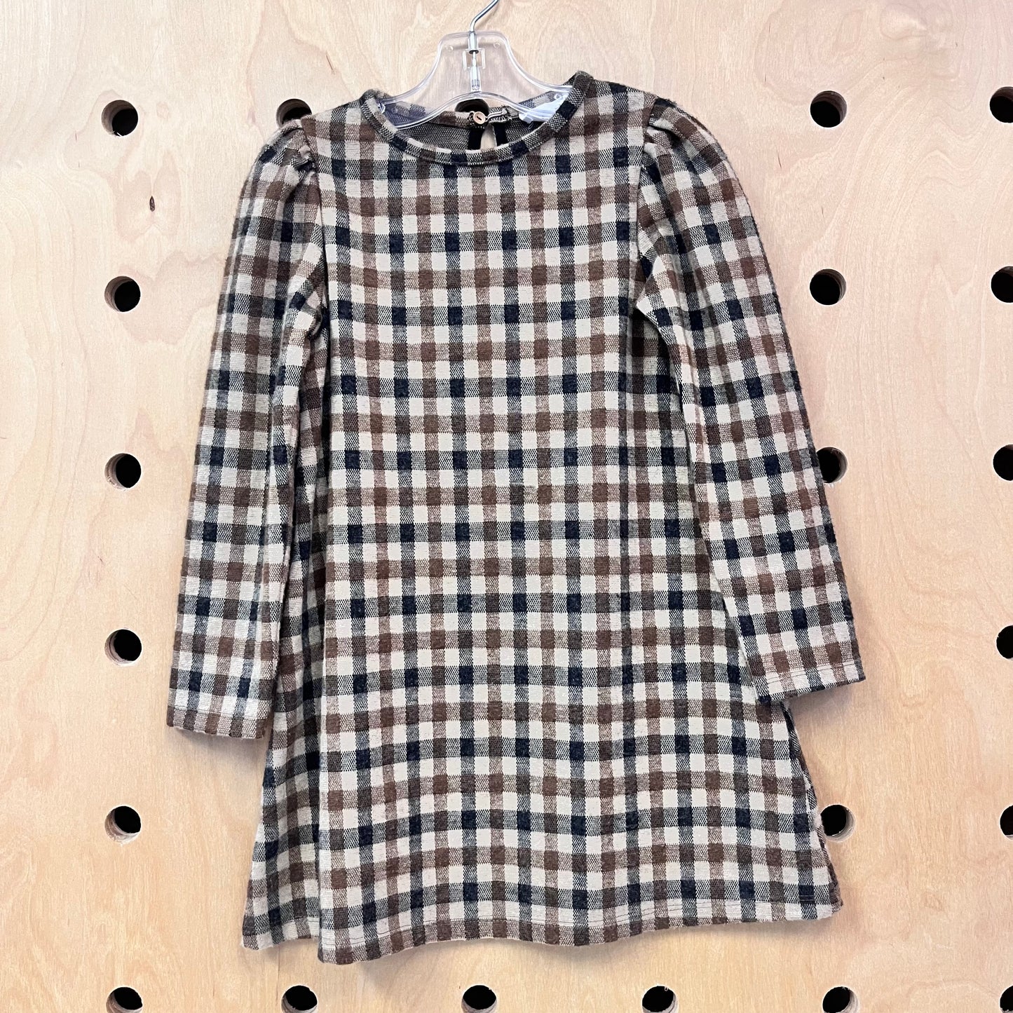 Tan & Black Plaid Dress