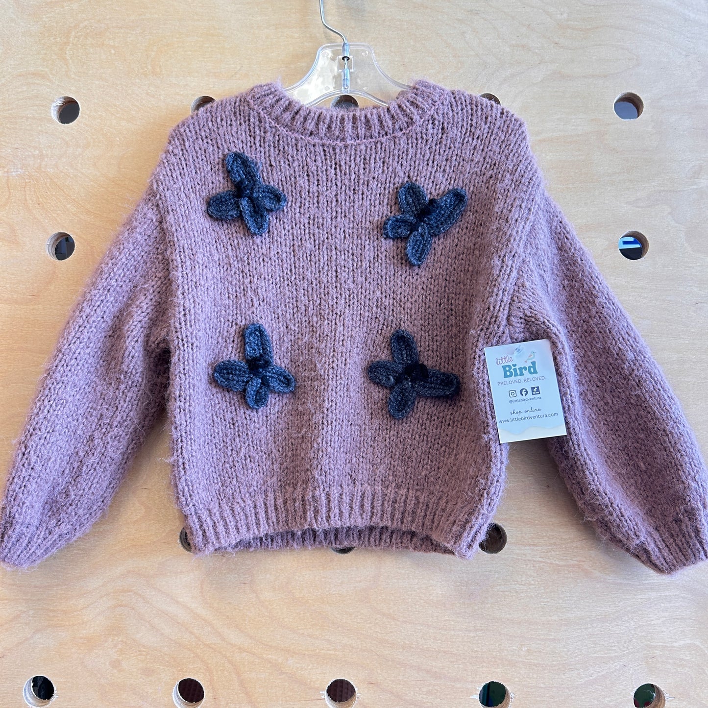 Mauve/Grey Butterfly Knit Sweater