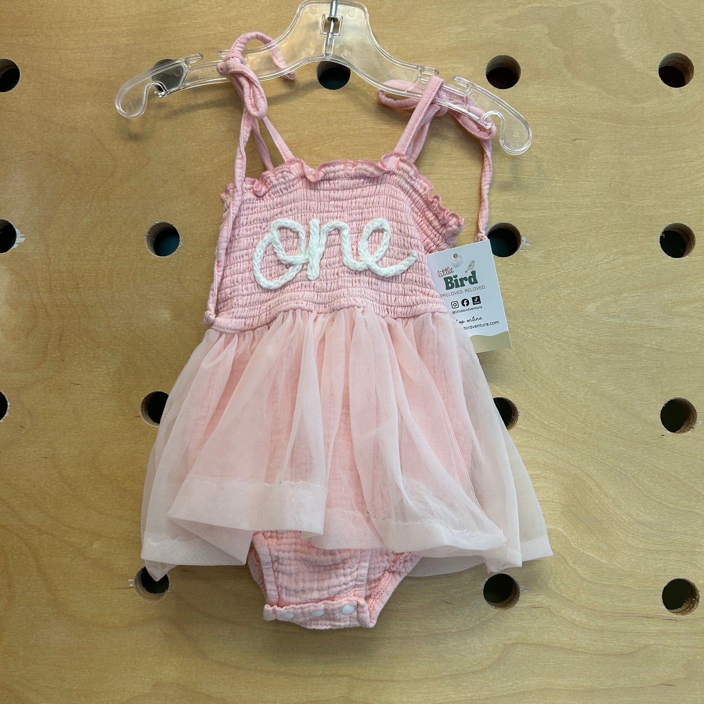 Pink Gauze/Tulle 'One' Cotton Dress