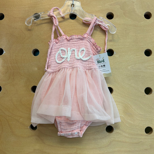 Pink Gauze/Tulle 'One' Cotton Dress