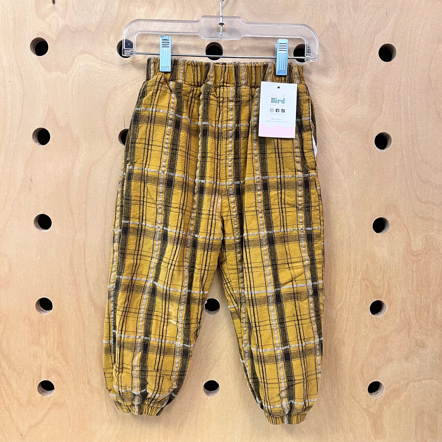 Mustard Plaid Lined Joggers