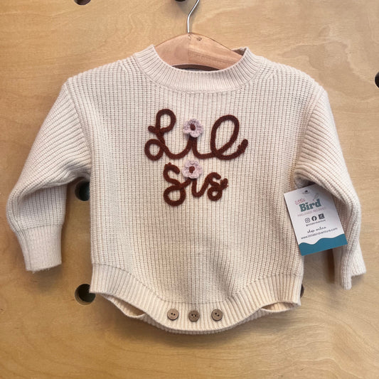 Tan Knit-Crochet 'Lil Sis' Romper